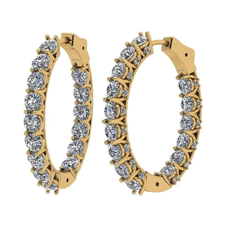 Central Diamond Center Zsa Zsa Oval or Round Hoop Earrings Solid 925 Sterling Silver w/Pure Brilliance Zirconia, Simulated Diamond Hoops