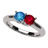 Central Diamond Center Lucita Couples Ring w/ 2 Simulated Birthstones in Sterling Silver, 10K or 14K Gold
