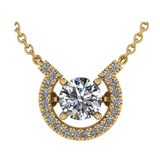 Central Diamond Center Horseshoe Dancing Gemstone Necklace, Sterling Silver w/Pure Brilliance Zirconia