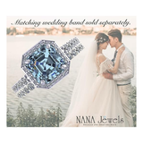 NANA Jewels Sterling Silver Asscher Cut Engagement Rings for Women - Choose Simulated Morganite, Citrine, Aquamarine & More