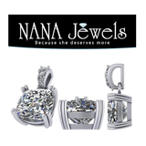 NANA Jewels Cushion Cut CZ Simulated Diamond Solitaire Necklace Sterling Silver 7-8mm Cubic Zirconia, 2.00ct & 3.00ct