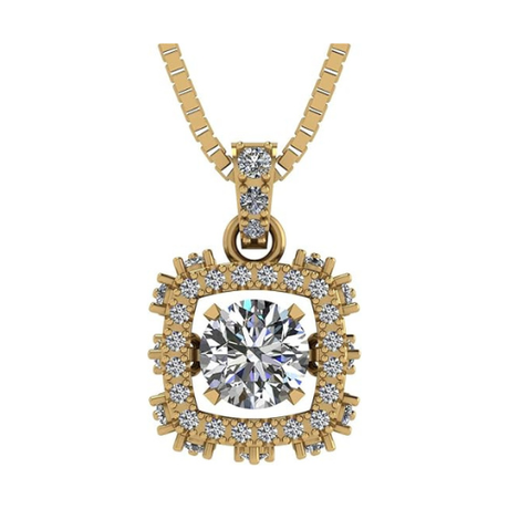 Rhombus Dancing Gemstone Necklace for Women in 925 Sterling Silver & Pure Brilliance Zirconia