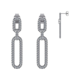 Double Oval Dangle Earrings in Solid 925 Sterling Silver & Pure Brilliance Zirconia – White, Yellow, Rose