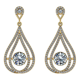 Central Diamond Center Chandelier Dancing Diamond Simulated stone Dangle Earrings for Women in Sterling Silver