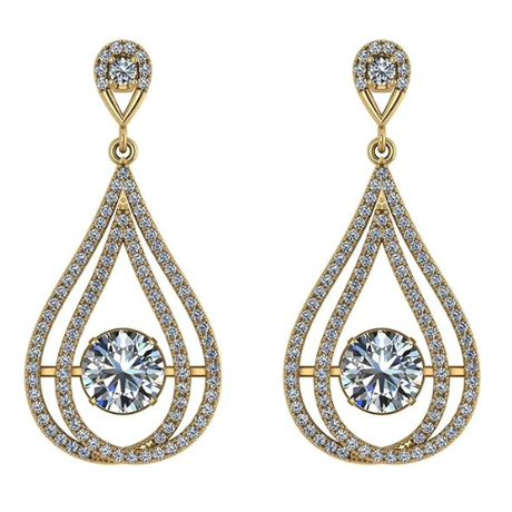 Central Diamond Center Chandelier Dancing Diamond Simulated stone Dangle Earrings for Women in Sterling Silver