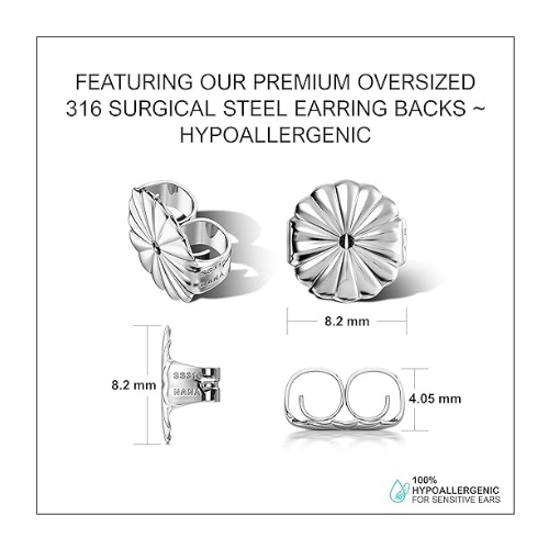 Nana Jewels Sterling Silver Asscher-Cut Pure Brilliance Zirconia Stud Earrings,(0.75 to 4 Cttw) Hypoallergenic
