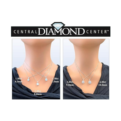 4 Prong Round Solitaire Simulated Diamond Necklace in Solid Sterling Silver with Pure Brilliance Zirconia