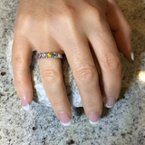 Central Diamond Center Straight Bar Mother's Ring Simulated Birthstone Ring w/ 1-6 Stones - Sterling Silver, 10K or 14K Gold