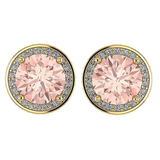 Simulated Morganite Pure Brilliance Zirconia Round Halo Stud Earrings in Solid Sterling Silver, Hypoallergenic