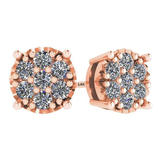 Diamond Stud Earrings CVD Lab Grown Diamonds solid 14K post & Silver basket, 7 or 9 Stone Cluster