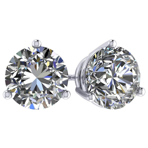 NANA Jewels Round Martini style Simulated Diamond Stud Earrings Silver & CZ 1.50ct-4.00ct Hypoallergenic