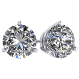 NANA Jewels Round Martini style Simulated Diamond Stud Earrings Silver & CZ 1.50ct-4.00ct Hypoallergenic