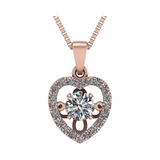 Central Diamond Center Heart Dancing Gemstone Necklace for Women in 925 Sterling Silver w/Pure Brilliance Zirconia