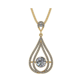 Central Diamond Center Chandelier Dancing Diamond Simulated Necklace for Women in 925 Sterling Silver