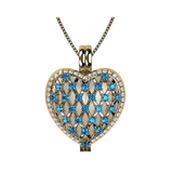 Central Diamond Center Heart of Hearts Birthstone Locket Necklace Pendant in Sterling Silver & Mother of Pearl
