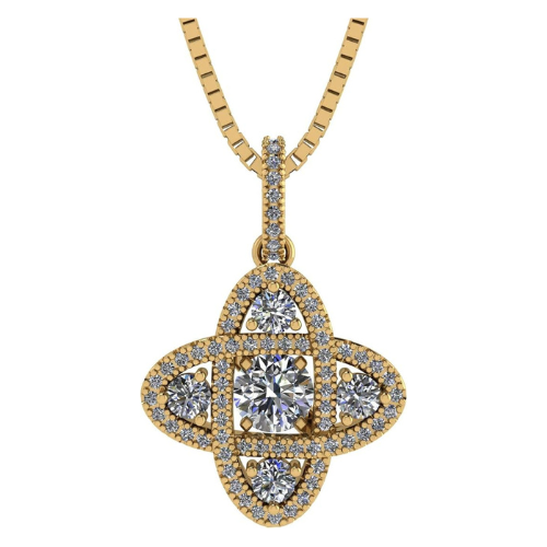 Central Diamond Center 4 Points Dancing Gemstone Pendant Necklace in Sterling Silver & Pure Brilliance Zirconia CZ