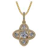 Central Diamond Center 4 Points Dancing Gemstone Pendant Necklace in Sterling Silver & Pure Brilliance Zirconia CZ