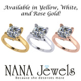 NANA Jewels 1.00-4.00ct Lucita Cushion & Princess Cut Solitaire Wedding Engagement Ring Series, 10K Gold w/Cubic Zirconia Simulated Diamond(B)