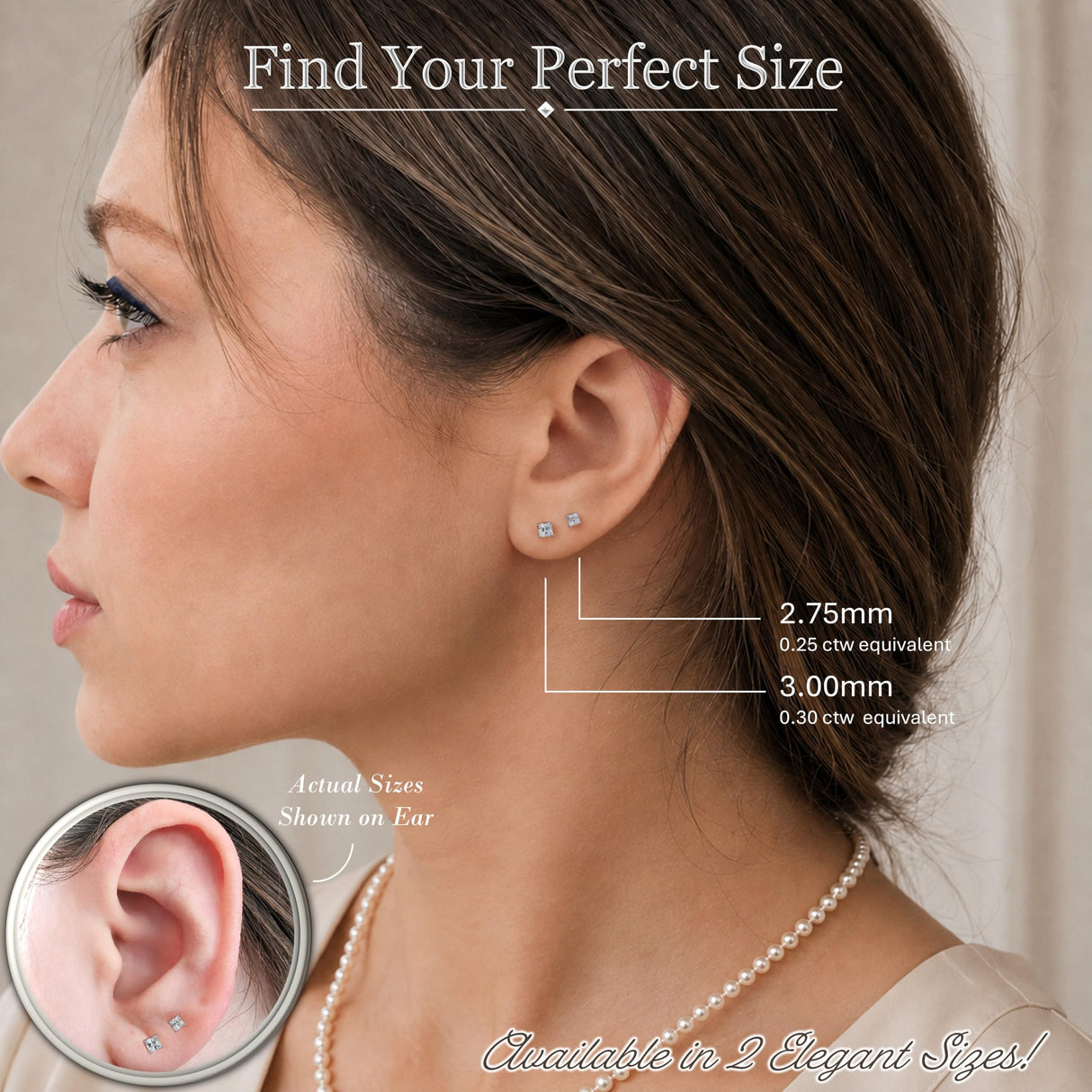 0.20ct-0.30ct CVD-Lab-Grown Diamond Stud Earrings (E-F, VS-SI), Solid 14K Gold & Silver, Threaded or Friction Post
