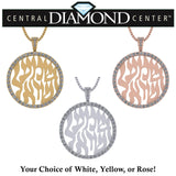Central Diamond Center Shema Israel Partial Hebrew Prayer Pendant Necklace in Sterling Silver w/ Pure Brilliance Zirconia CZ