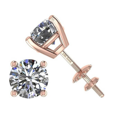 2 Carat Total Weight Moissanite Stud Earrings 14k Gold Post-Matching Solitaire Pendant in Sterling Silver