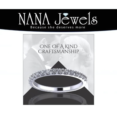 NANA Jewels Wedding Band Cubic Zirconia in 925 Sterling Silver 10K and 14K Gold Half Eternity Stackable Anniversary Ring Size 4-12