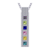 Central Diamond Center Princess Mothers Pendant Necklace w/ Pure Brilliance Zirconia Accent CZs Sterling Silver, 10K or 14K Gold