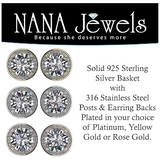 Close-up of a sterling silver halo earring.