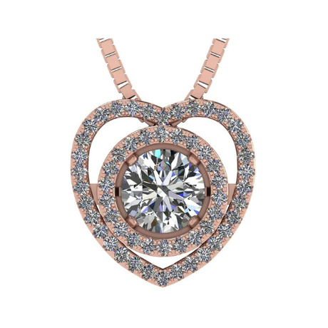 Circle in Heart Dancing Gemstone Necklace in Solid 925 Sterling Silver made w/ Pure Brilliance Zirconia