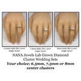 Lab Created CVD Diamond Cluster Center Wedding Bridal Set 10kt Gold