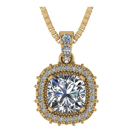 NANA Jewels Cushion Cut Halo CZ Simulated Diamond Solitaire Necklace Sterling Silver 8mm Zirconia Center Gemstone