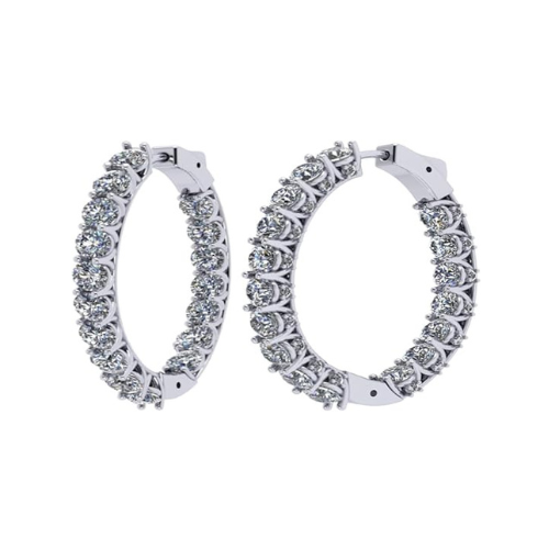 Central Diamond Center Zsa Zsa Oval or Round Hoop Earrings Solid 925 Sterling Silver w/Pure Brilliance Zirconia, Simulated Diamond Hoops