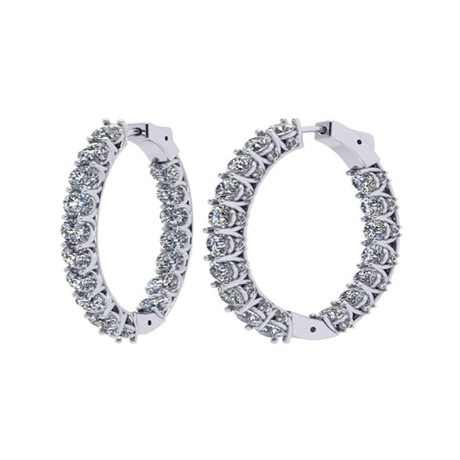 Central Diamond Center Zsa Zsa Oval or Round Hoop Earrings Solid 925 Sterling Silver w/Pure Brilliance Zirconia, Simulated Diamond Hoops