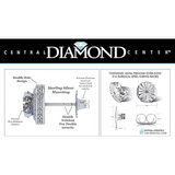 Central Diamond Center Round Halo Earring & Necklace Set w/ 6.5mm Simulated Birthstones in 925 Sterling Silver, Hypoallergenic