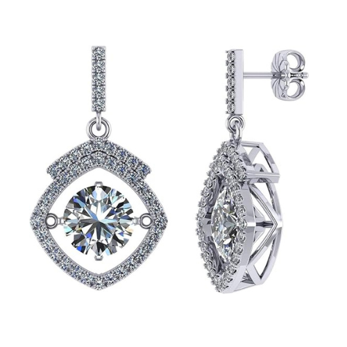Square Halo Dancing Gemstone Matching Earrings & Necklace 925 Sterling Silver & Pure Brilliance Zirconia