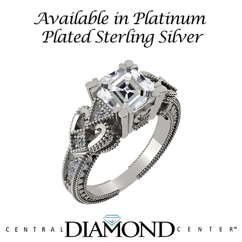 Front view of a 14K gold vintage Asscher ring.