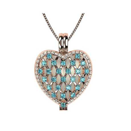 Central Diamond Center Heart of Hearts Birthstone Locket Necklace Pendant in Sterling Silver & Mother of Pearl