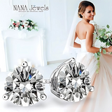 NANA Jewels Round Martini style Simulated Diamond Stud Earrings Silver & CZ 1.50ct-4.00ct Hypoallergenic