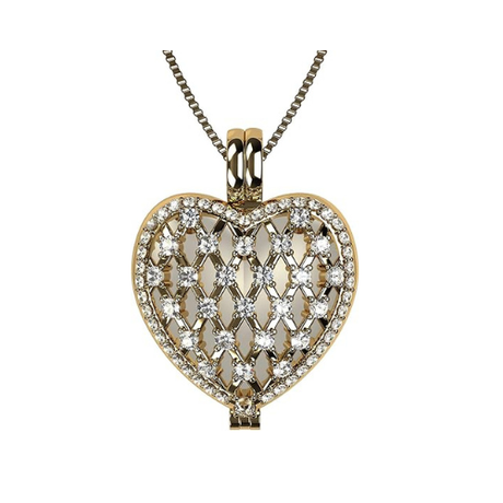 Central Diamond Center Heart of Hearts Birthstone Locket Necklace Pendant in Sterling Silver & Mother of Pearl