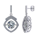 Square Halo Dancing Gemstone Matching Earrings & Necklace 925 Sterling Silver & Pure Brilliance Zirconia
