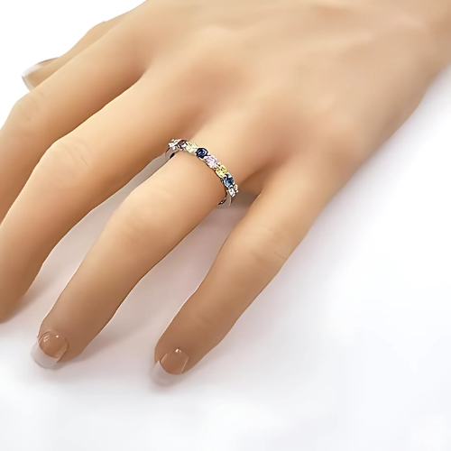 Central Diamond Center U'r Family Ring w/ 1 to 9 Simulated Birthstones in Sterling Silver, 10k, 14K Gold, Mothers Rings