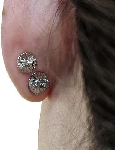 Central Diamond Center Oversized Earring Backs –4 Pairs 7mm & 8.2mm Universal Replacement Hypoallergenic