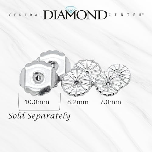 Central Diamond Center Oversized Earring Backs –4 Pairs 7mm & 8.2mm Universal Replacement Hypoallergenic