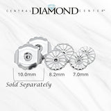 Central Diamond Center Oversized Earring Backs –4 Pairs 7mm & 8.2mm Universal Replacement Hypoallergenic