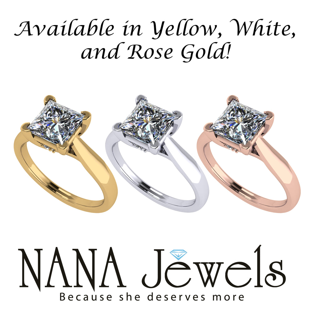 NANA Jewels 1.00-4.00ct Lucita Cushion & Princess Cut Solitaire Wedding Engagement Ring Series, 10K Gold w/Cubic Zirconia Simulated Diamond(B)