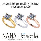 NANA Jewels 1.00-4.00ct Lucita Cushion & Princess Cut Solitaire Wedding Engagement Ring Series, 10K Gold w/Cubic Zirconia Simulated Diamond(B)