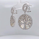 Central Diamond Center Sterling Silver Tree of Life Pendant Necklace or Earrings with CZ and Mother of Pearl – Gift for Women