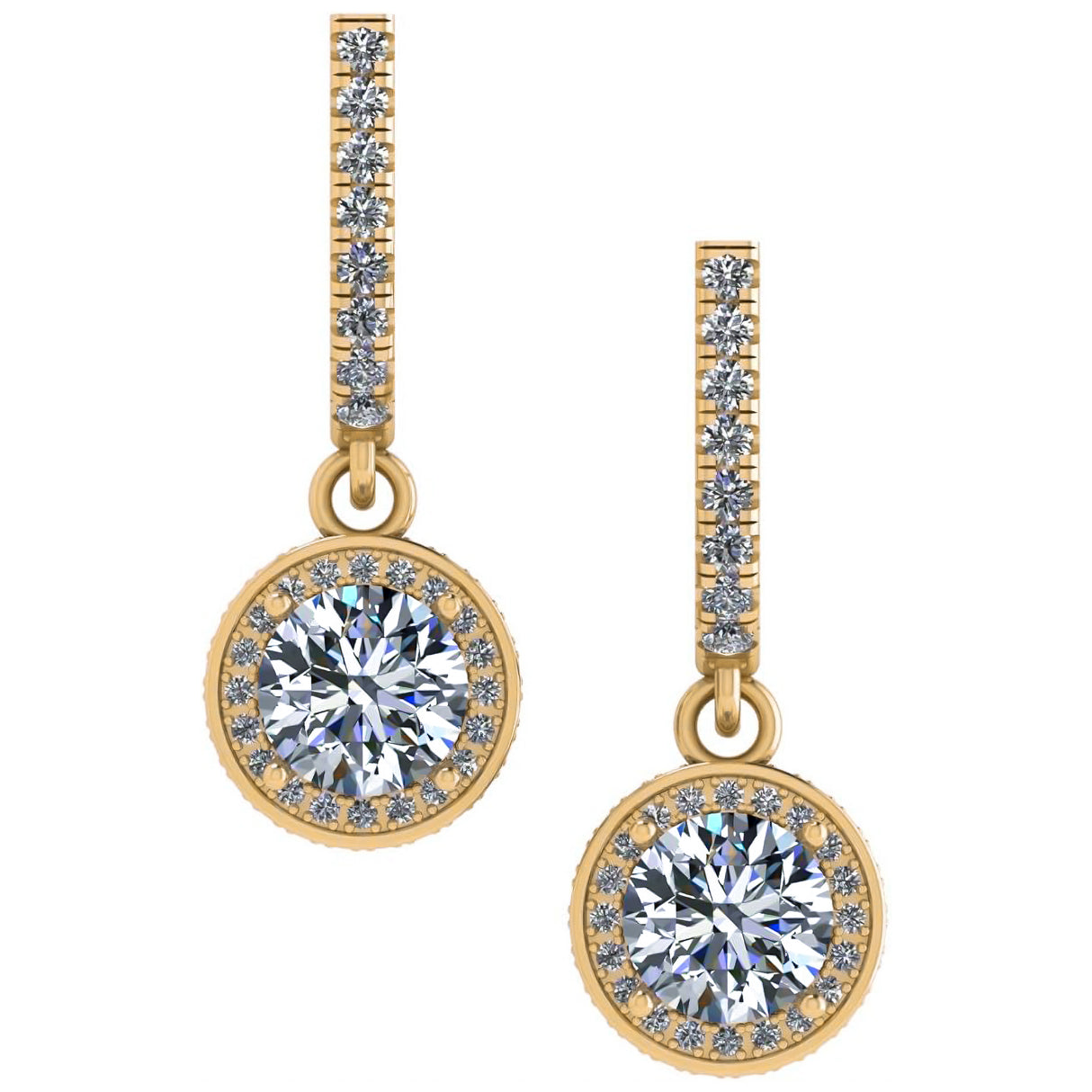 Halo Birthstone Dangle Earrings w/ Pure Brilliance Zirconia Accent Gemstones in Sterling Silver for Women