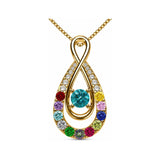 Yours Infinity Mother & Child Birthstone Necklace w/ 1 to 12 Stones in Silver, 10K, or 14K Gold
