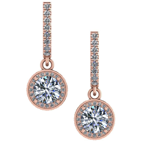 Halo Birthstone Dangle Earrings w/ Pure Brilliance Zirconia Accent Gemstones in Sterling Silver for Women